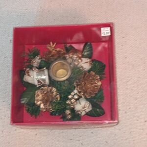 Festive Gold and Green Candle Holder